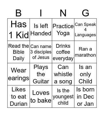 People Bingo Card