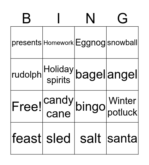 christmas bingo Card