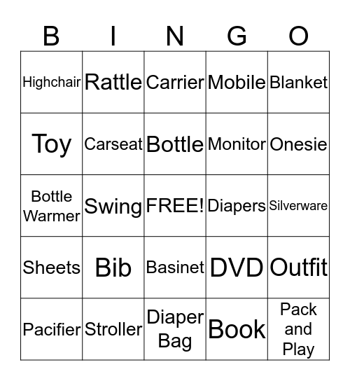 Chase and Rider's Shower Bingo Card