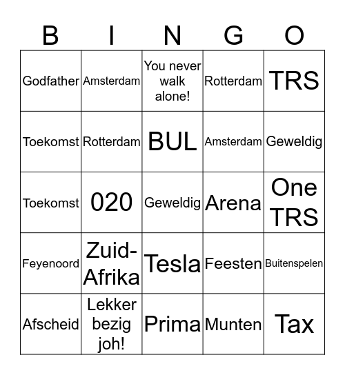 Boonstra Bingo Card