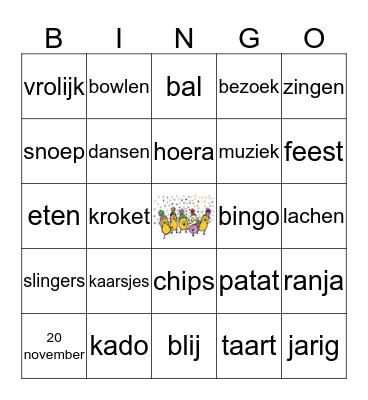 Verjaardag Luuk Bingo Card