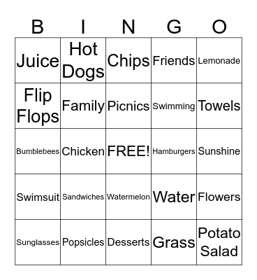BBQ Bingo Card