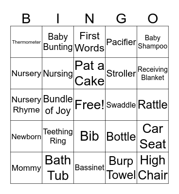 Baby Bingo Card
