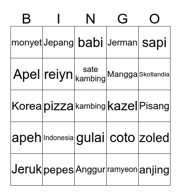 HYO Bingo Card