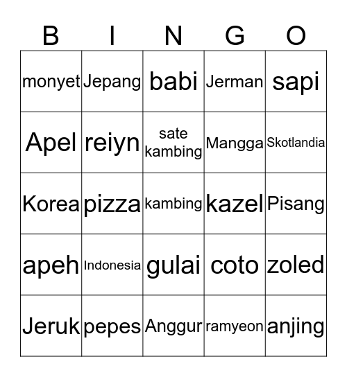 HYO Bingo Card