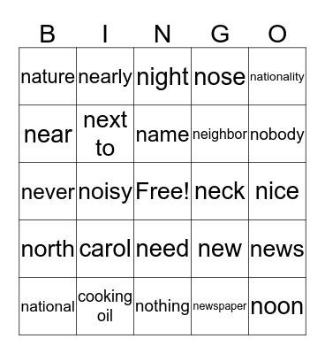 Ket 5 Bingo Card