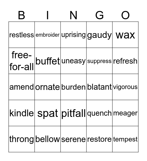 WordMaster 2 February 2020 Bingo Card
