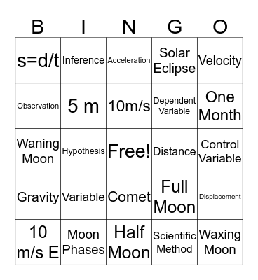 Science Bingo Card