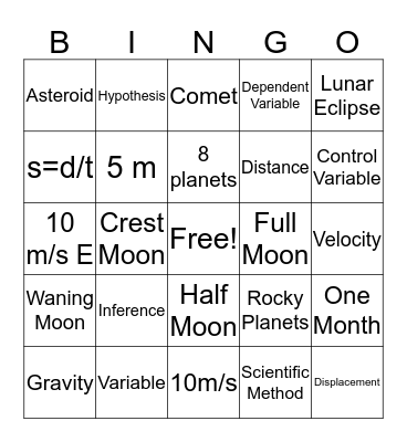 Science Bingo Card