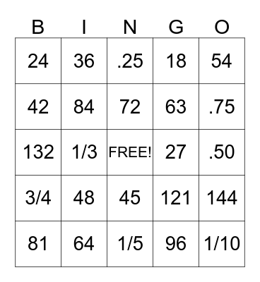 Fourth Grade Bingo Round 1 Bingo Card