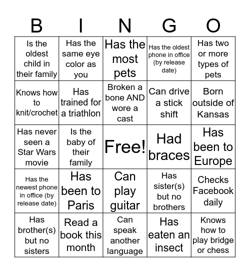IMAGEMAKERS TRIVIA BINGO Card
