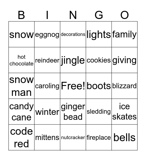 Winter Bingo  Bingo Card