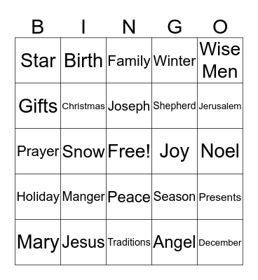 Church Christmas Bingo Card