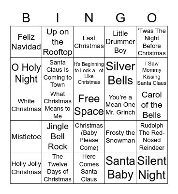Christmas Time Bingo Card