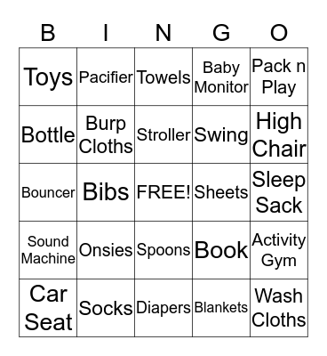 BINGO for Baby Pickett Bingo Card