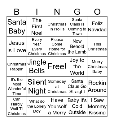 Christmas Musical Bingo Card