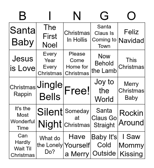 Christmas Musical Bingo Card