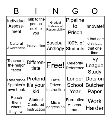 Education Consultant Bingo Card
