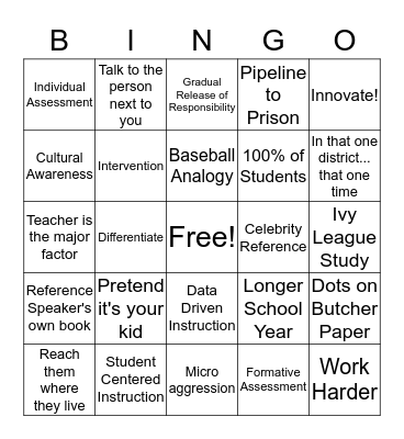 Education Consultant Bingo Card