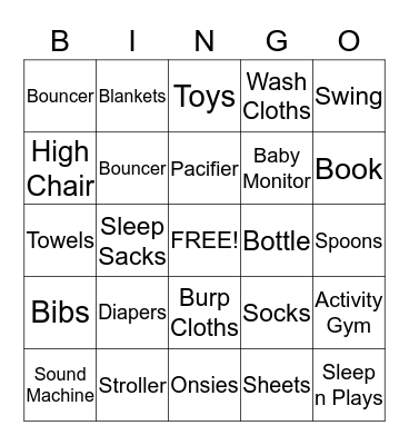 BINGO for Baby Pickett Bingo Card