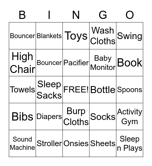 BINGO for Baby Pickett Bingo Card