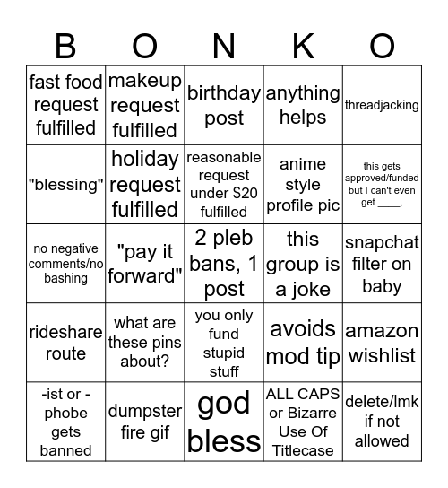 Maine Bonko Bingo Card