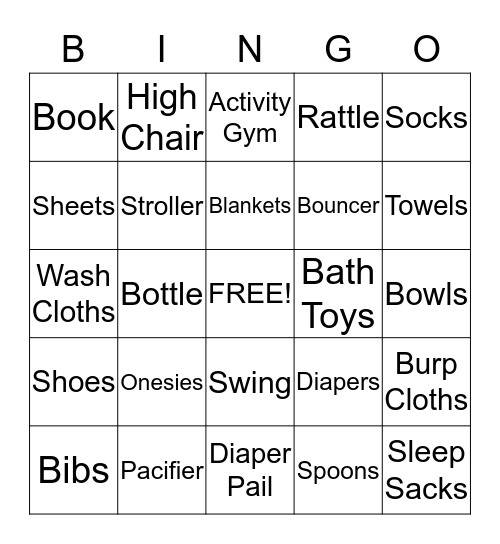 BINGO for Baby Pickett Bingo Card