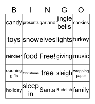 Christmas Bingo Card