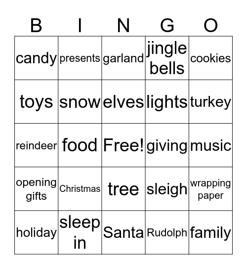 Christmas Bingo Card