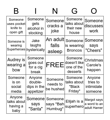 Christmas 2019 Bingo Card