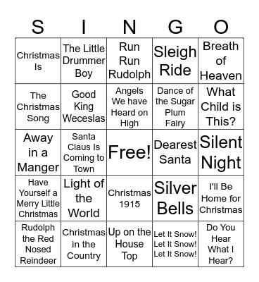 Christmas Sing Bingo Card