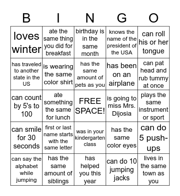 Find someone who... Bingo Card