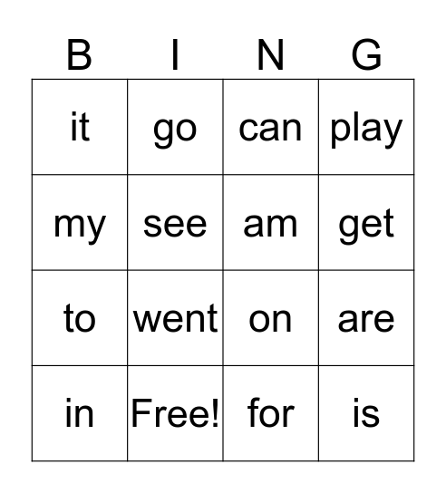 Sight Word Bingo: purple-green Bingo Card