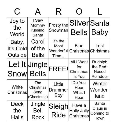 Christmas Carol Bingo  Bingo Card