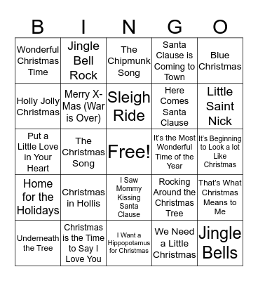 Christmas  Bingo Card