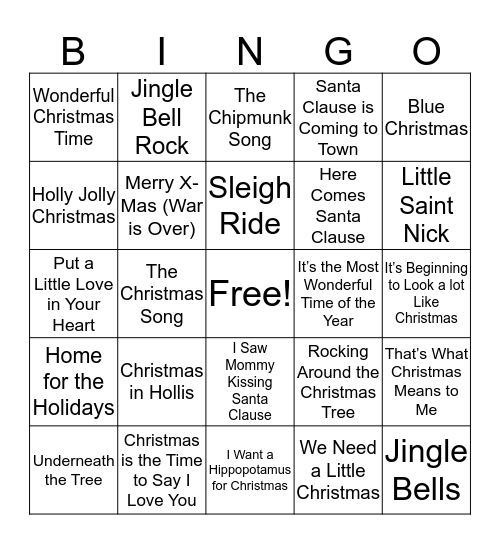 Christmas  Bingo Card
