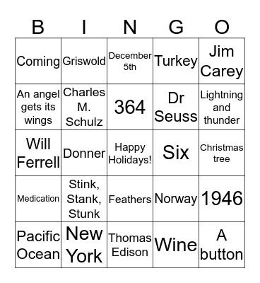 EC Holiday Bingo Card