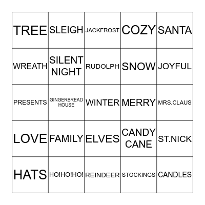 Christmas Bingo Card