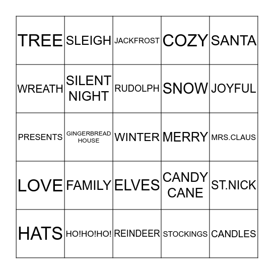 Christmas Bingo Card