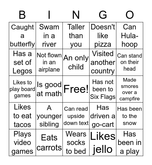 Find someone who has/is... Bingo Card