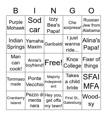 Fifty Years of Tommaso Bingo Card