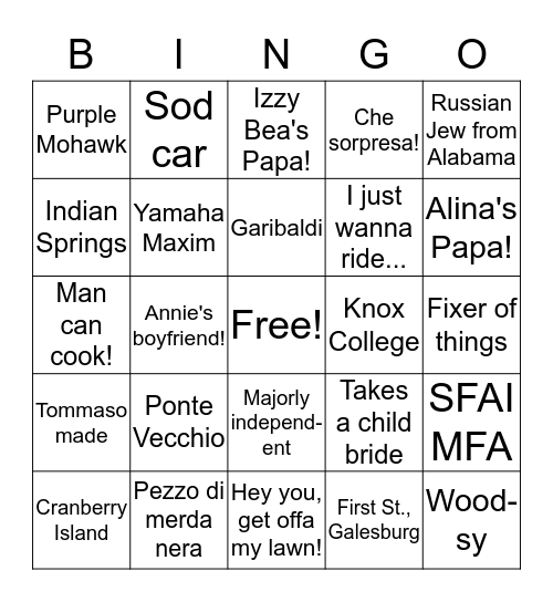 Fifty Years of Tommaso Bingo Card