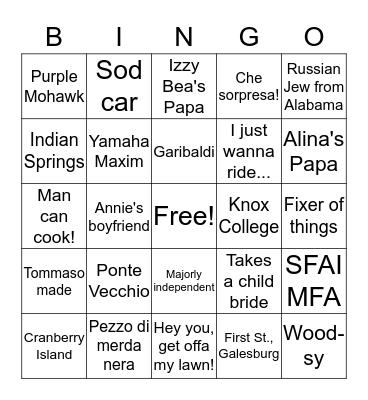Fifty Years of Tommaso Bingo Card