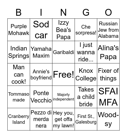 Fifty Years of Tommaso Bingo Card