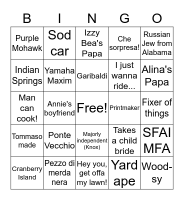 Fifty Years of Tommaso Bingo Card