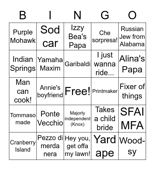 Fifty Years of Tommaso Bingo Card