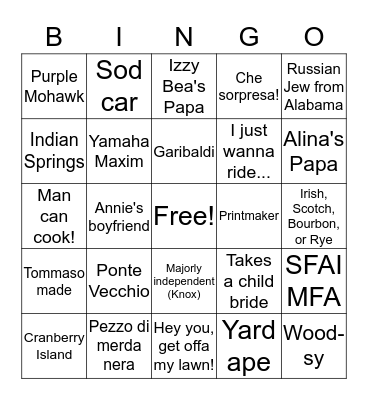 Fifty Years of Tommaso Bingo Card