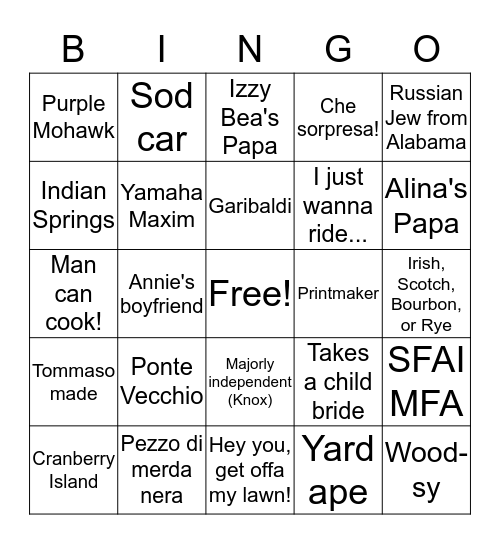 Fifty Years of Tommaso Bingo Card