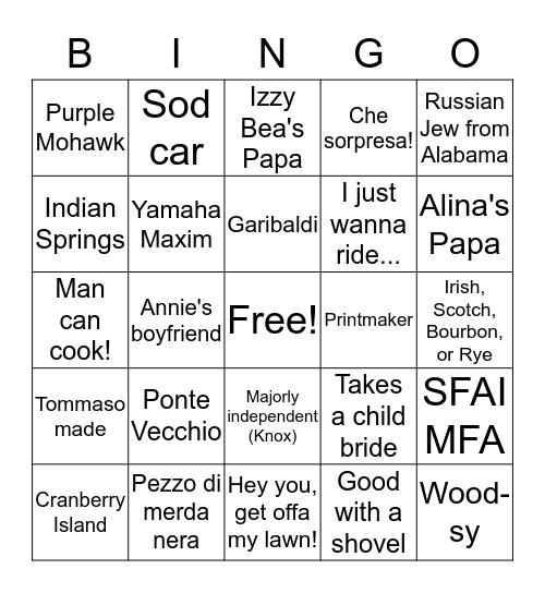 Fifty Years of Tommaso Bingo Card