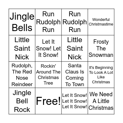 Christmas Carol Bingo Card